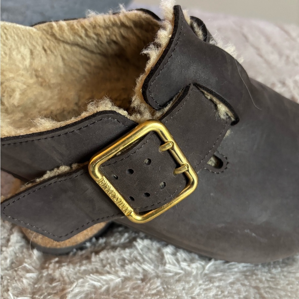 Birkenstock Brown Shearling Lined Mules Unisex 9-9.5/42 - Picture 5 of 5